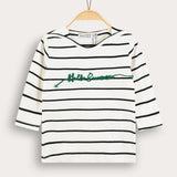 Striped shirt with inscription - green