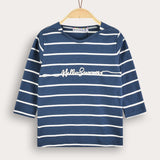 Striped shirt with inscription - blue