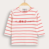 Striped shirt with inscription - red