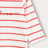Striped shirt with inscription - red