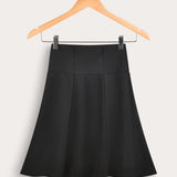 Jersey skirt with buttons - black