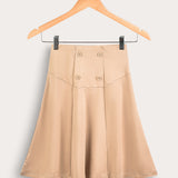 Jersey skirt with buttons - beige