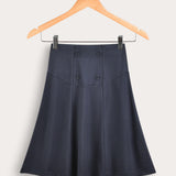 Jersey skirt with buttons - Navy