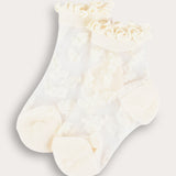 Transparent socks with embroidery - beige