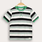 Striped shirt with a fight ending - green