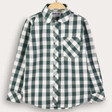 Checkered shirt with a collar - green