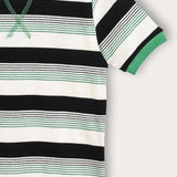 Striped shirt with a fight ending - green