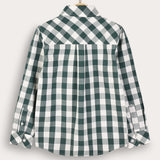 Checkered shirt with a collar - green