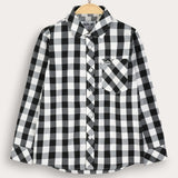 Checkered shirt with a collar - black
