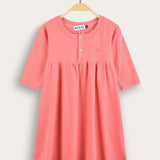Rivet dress with buttons - pink