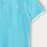 Polo shirt with buttons - turquoise