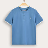 Polo shirt with buttons - blue