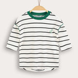 Striped shirt with hearts - green