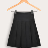 Patterned pleated skirt - black