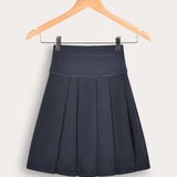 Patterned pleated skirt - Navy