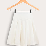 Patterned pleated skirt - cream