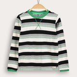 Striped shirt with a fight ending - green