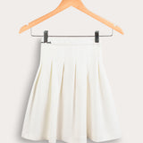 Pleated skirt with drawstring - cream