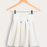 Pleated skirt with drawstring - cream