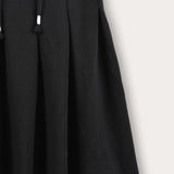 Pleated skirt with drawstring - black
