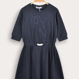 Rivet dress with embroidery - Navy