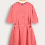 Rivet dress with embroidery - pink
