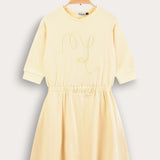 Rivet dress with embroidery - yellow