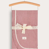 Blanket with crochet trims - red