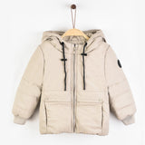 Puffer coat with hood - Stone