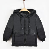 Puffer coat with hood - black