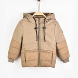 Puffer coat with hood - beige