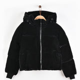 Puffer coat with hood - black