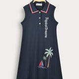 Rivet sarafan with collar - Navy