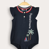 Baby Tropical Rib Overalls - Navy