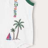Tropical Rib Baby Overalls - Cream