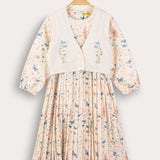 Butterfly dress with vest - powder