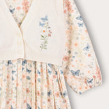 Butterfly dress with vest - powder