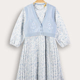 Butterfly dress with vest - light blue