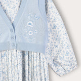 Butterfly dress with vest - light blue