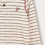 Striped shirt with embroidery - cream