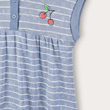 Striped sarafan with hood - blue