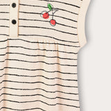 Striped sarafan with hood - cream