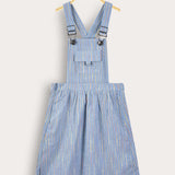 Striped sarafan with straps - blue