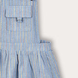 Striped sarafan with straps - blue