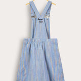 Striped sarafan with straps - blue