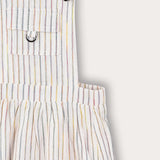 Striped sarafan with straps - white