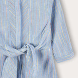 Striped dress with front knot - blue