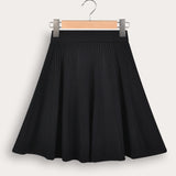 Pleated knit skirt - black