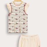 Striped set with cherries - cream
