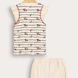 Striped set with cherries - cream